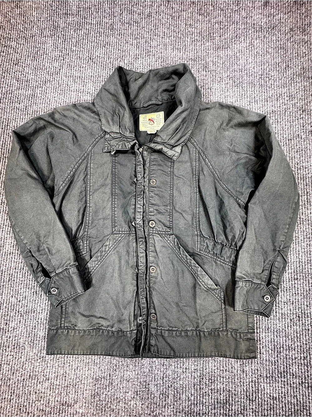 Vintage French Connection Denim FCUK Utility Work Jacket Gray Women's Size 4